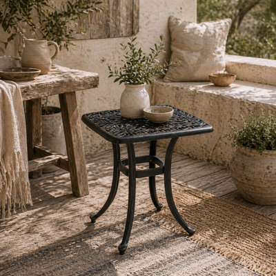 Wyld Haus Kesa 53 X 53Cm Cast Aluminium Bronze Square Outdoor Bistro Table With Parasol Hole from B&Q
