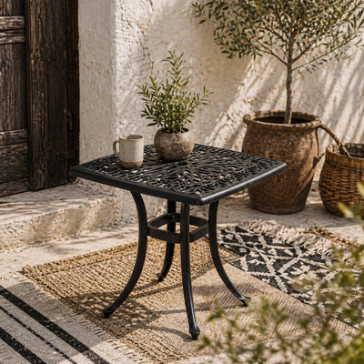 Wyld Haus Dodo Black Cast Aluminium Square Bistro Table 53 X 53 Cm With Parasol Hole from B&Q