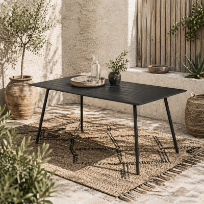 Wyld Haus Haba Steel Black Rectangular Outdoor Dining Table With Slatted TopSeats 6 from B&Q