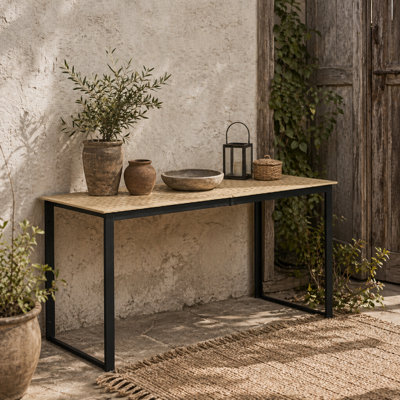 Wyld Haus Noke Teak 175Cm Rectangular Outdoor Dining Table6 SeaterTeak-Effect Slatted TopBlack Frame from B&Q