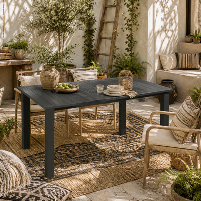 Wyld Haus Diranovi Metal Rectangular Outdoor Dining Table 150 X 90 Cm With Slatted Top And 50 mm Parasol Hole For 6 from B&Q