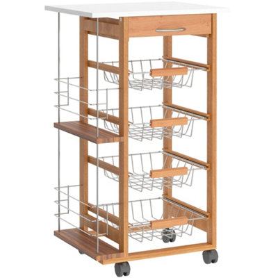 Wyld Haus Domo Metal Rolling Kitchen CartBrown4 Removable Basket DrawersSide Racks47X37X83Cm from B&Q