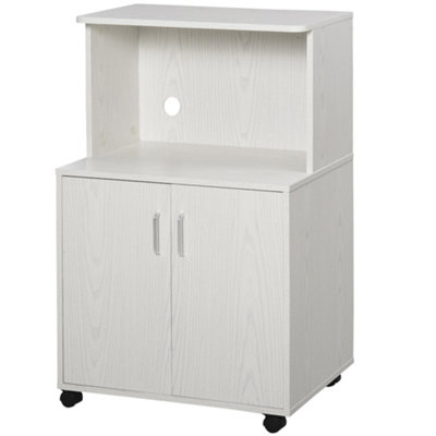 Wyld Haus Fari Move White Stainless Steel Microwave Stand And Kitchen Trolley With Storage Cabinet And Locking Wheels from B&Q