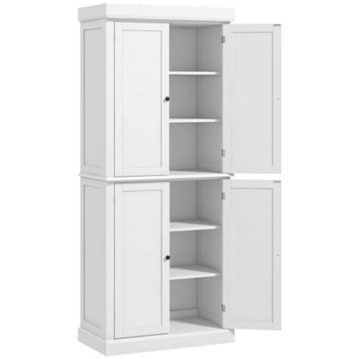 Wyld Haus Varofa White Freestanding Kitchen Cupboard4 Doors6-Tier ShelvingSlim Vertical Design from B&Q