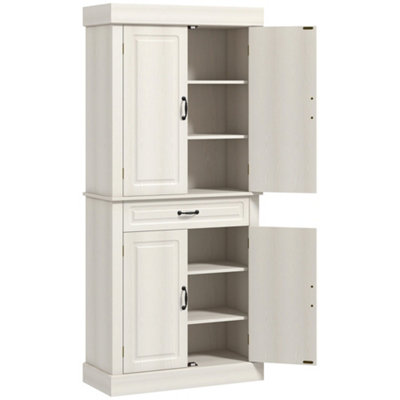 Wyld Haus Tokeri Tall Cream White Pantry Cabinet 4 Doors 2 Three-Tier Cabinets And Drawer 80W X 35D X 180H Cm from B&Q