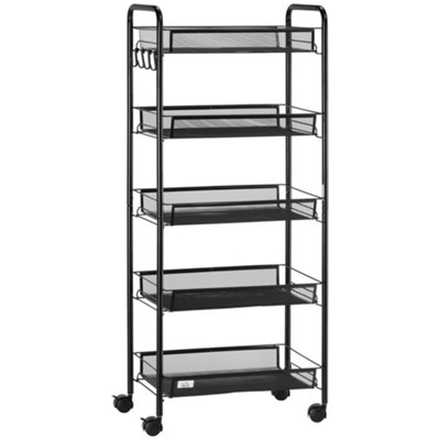 Wyld Haus Velu Metal 5-Basket Black Steel Storage Trolley With Wheels And Brakes 45 X 26.5 X 106 Cm from B&Q