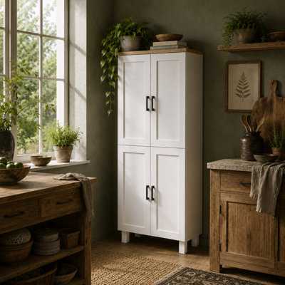 Wyld Haus Ludo 171Cm White 4-Door Freestanding Kitchen Pantry Cabinet60Cm Wide from B&Q