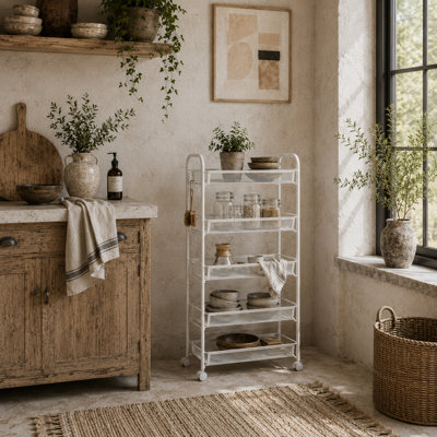 Wyld Haus Visovi White 5-Basket Steel Storage Trolley With Wheels And Brakes from B&Q