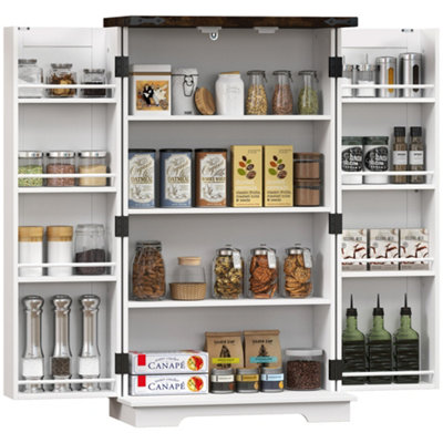 Wyld Haus Roka White Farmhouse Pantry Cabinet 60W X 30D X 104H CmAdjustable Shelves from B&Q