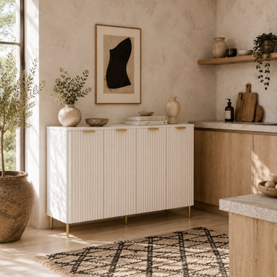 Wyld Haus Vinotti 4-Door White Wooden Sideboard 120W X 40D X 90H Cm from B&Q