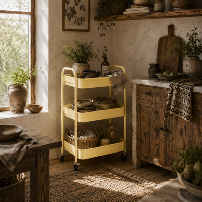 Wyld Haus Firi 3-Tier Yellow Steel Storage Trolley With Wheels And Brakes45 X 30.6 X 79 Cm from B&Q