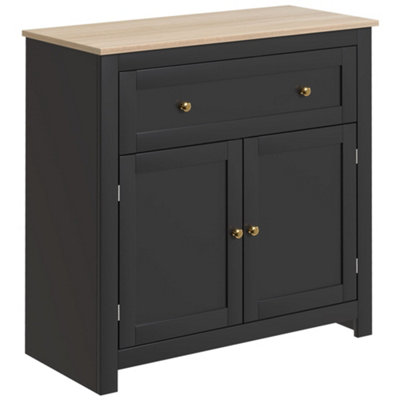 Wyld Haus Elrere Nike Black And Oak Modern Sideboard With DrawerAdjustable Shelf And Double Doors 78.5W X 35D X 80H Cm from B&Q