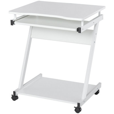 Wyld Haus Suel White Mobile Z-Shaped Desk With Castor Wheels And Sliding Keyboard Tray from B&Q