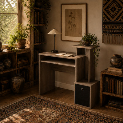 Wyld Haus Ramo 100Cm Grey Home Office Desk With Keyboard TrayDrawer And Side Shelving from B&Q