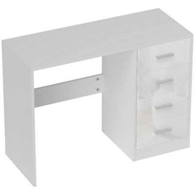 Wyld Haus Reka Vano High Gloss White Desk With 4 Drawers For Home OfficeBedroom Or Dressing Table from B&Q
