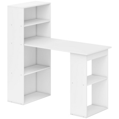 Wyld Haus Zire Nora 120 Cm White Study Desk With 6-Tier Bookshelf Storage from B&Q