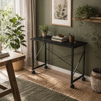 Wyld Haus Ziyozi 80Cm Folding Desk On Lockable WheelsBlackPvc-Laminated Mdf TopPowder-Coated Steel Frame from B&Q