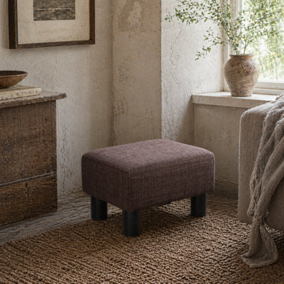 Wyld Haus Fata Linen Brown Rectangular Footstool L40 X D30 X H24Cm With 4 Plastic Feet from B&Q