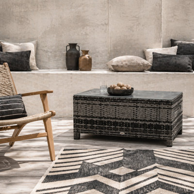 Wyld Haus Lolifi Mixed Grey Rattan Outdoor Coffee Table With 5mm Tempered Glass TopL85 X D50 X H39Cm from B&Q