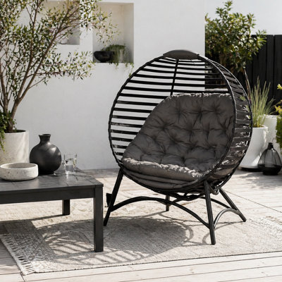 Wyld Haus Refito Toma Sand Brown Foldable Rattan-Style Egg Chair With Cushions And Side Pocket from B&Q