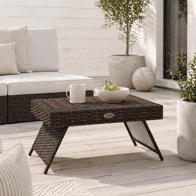 Wyld Haus Fihaso 60Cm Brown Rattan-Style Folding Outdoor Bistro Side Table With Steel Frame from B&Q