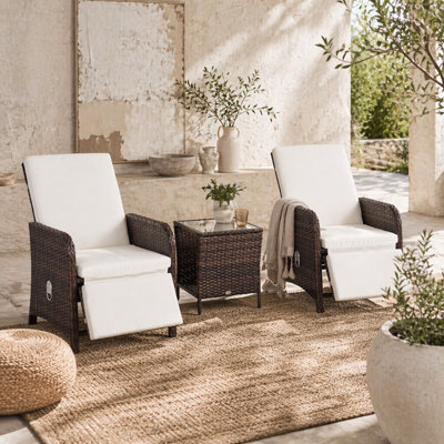 Wyld Haus Nomo 3-Piece Rattan Bistro Set With Cushions And StorageMixed Brown And Cream White from B&Q