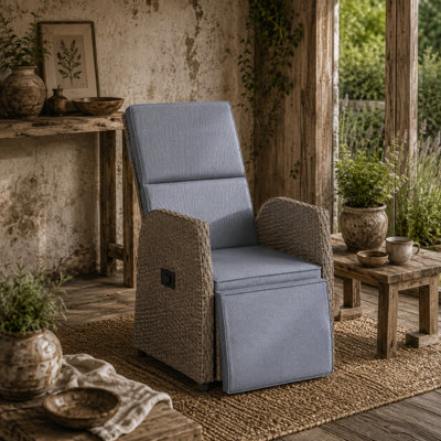 Wyld Haus Namama Faux Rattan Reclining Garden Armchair With FootrestBrown And Grey from B&Q