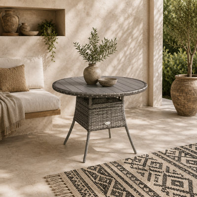 Wyld Haus Ladido 90Cm Mixed Grey Rattan Wood-Effect Outdoor Dining Table90 X 90 X 73 Cm