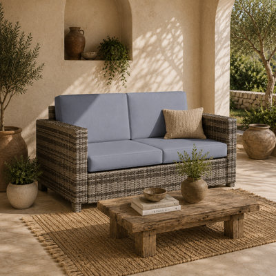 Wyld Haus Noluha Mixed Grey Rattan 2-Seater Outdoor Sofa With Armrests from B&Q