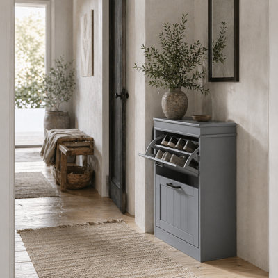 Wyld Haus Falifa 2-Drawer Grey Shoe CabinetCompact Tilt-Out Storage For Up To 10 Pairs from B&Q