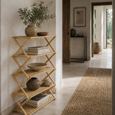 Wyld Haus Lafa Mazi Natural Bamboo 5-Tier Folding Shoe RackMediumNatural Finish from B&Q