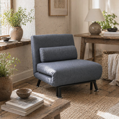 Wyld Haus Raha Linen Dark Grey 3-In-1 Convertible Chair Bed With Adjustable Backrest And Pillow from B&Q