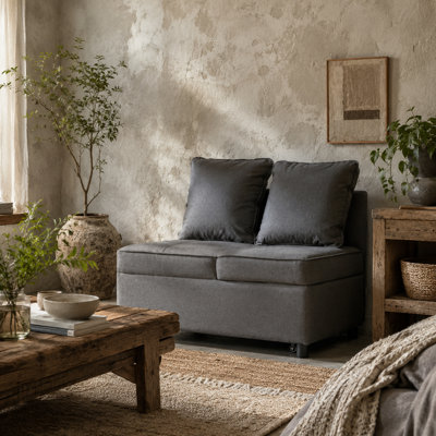 Wyld Haus Lomo Fabric Grey 3-In-1 Convertible Single Sofa Bed With Magazine Pocket from B&Q