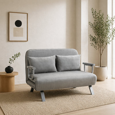 Wyld Haus Nilara Light Grey 2-Seater Click-Clack Sofa Bed With Silver Metal LegsCompact Single Bed Solution from B&Q