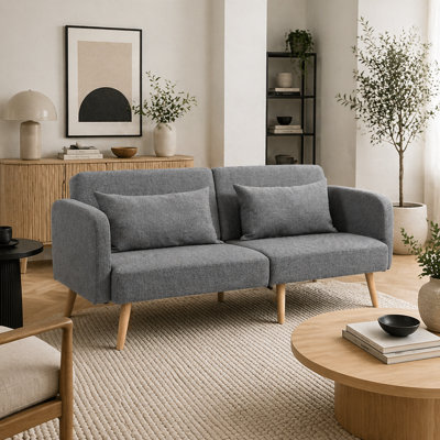 Wyld Haus Torive Nove Grey 2-Seater Click-Clack Sofa Bed With CushionsDouble Bed 140X200Cm from B&Q