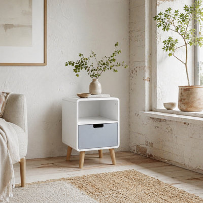 Wyld Haus Tapayo Wooden Scandinavian Bedside Table With Drawer And Shelf40L X 38W X 58H Cm from B&Q