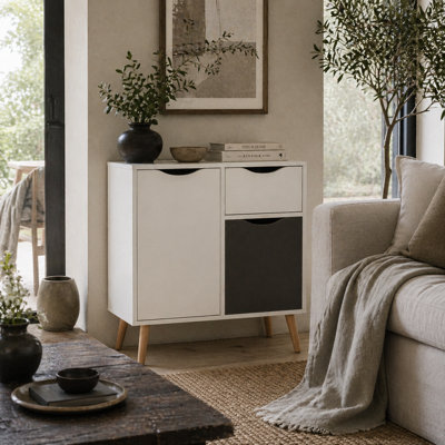 Wyld Haus Suyopa Grey Sideboard 1 Drawer 2 Doors 60W X 30D X 72H CmScandinavian Style from B&Q