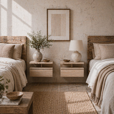 Wyld Haus Vesopa Set Of 2 Oak-Tone Floating Wall-Mounted Bedside Tables With Drawer And Open Shelf from B&Q