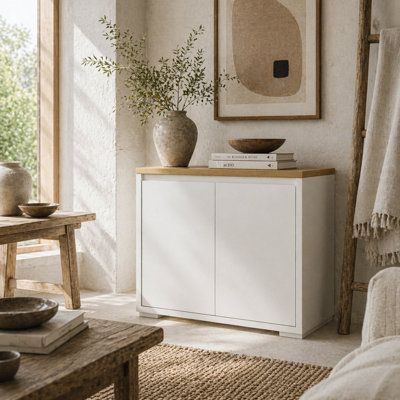 Wyld Haus Nofi Fael White And Natural Sideboard With Double DoorsL80 X D37 X H75Cm from B&Q