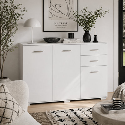 Wyld Haus Fini Refa White Modern Sideboard2 Drawers3 DoorsAdjustable Shelf106W X 35D X 76H Cm from B&Q