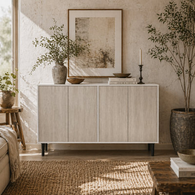Wyld Haus Sosule 4-Door Sideboard With Adjustable ShelvesWhite Grey Black121 X 37 X 75 Cm from B&Q