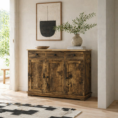 Wyld Haus Vesudo Rustic Brown Sideboard3 Doors3 Drawers2 Shelves101Cm from B&Q