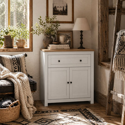 Rackhams White Venisa Modern Sideboard With Drawer Storage Double Doors And Drawer - Image 3