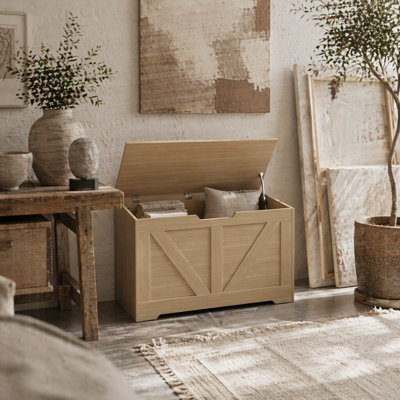 Wyld Haus Yolu Vina 100L Natural Wood-Effect Storage Chest With Safety Hinges And Anti-Slip Feet from B&Q