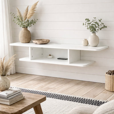 Wyld Haus Kere White Floating Tv Unit With Two-Tier Shelves For Tvs Up To 40 Inches from B&Q