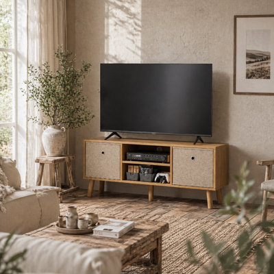 Wyld Haus Linore 110Cm Brown Tv Cabinet With Removable Fabric Drawers For Tvs Up To 50 Inches from B&Q