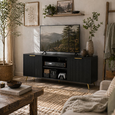 Wyld Haus Ellini Black Tv Stand2 Open Shelves2 DoorsFits Up To 55-Inch Tvs from B&Q