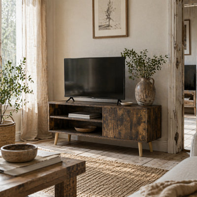 Wyld Haus Avamar 110Cm Brown Tv Stand For Screens Up To 55 Inches With Open Shelves And Cable Access from B&Q
