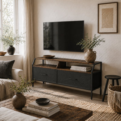 Wyld Haus Avamira 98Cm Rustic Brown And Black Tv Stand With Foldable Drawers For Tvs Up To 55 Inches from B&Q
