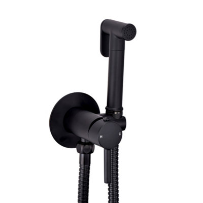 Bubly Bathrooms Matt Black Wall-Mounted Douche Bidet Spray & Mixer Valve SetHygienic Handset For Bathroom from B&Q